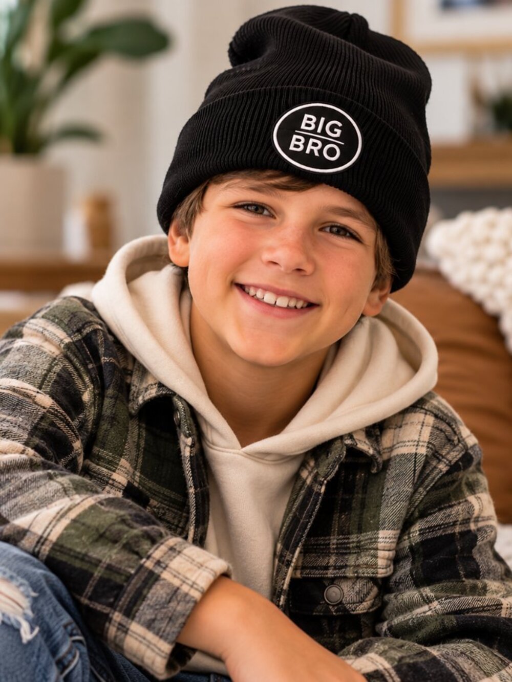NWT BIG BRO: Winterlace Family Matching Beanie Kids Hat NWT Black - BIG BRO